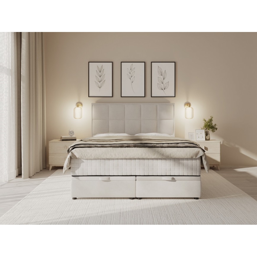 Čalúnená posteľ s matracmi a úložným priestorom GRACE 160x200 cm béžová
