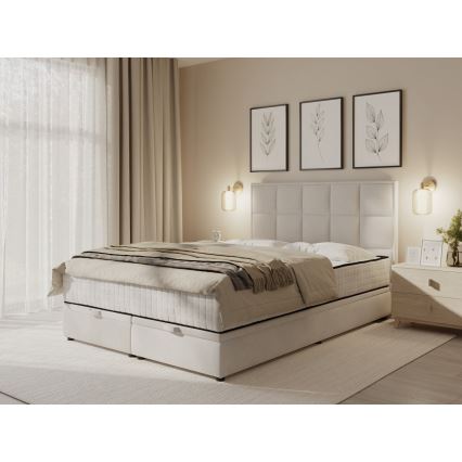 Čalúnená posteľ s matracmi a úložným priestorom GRACE 180x200 cm béžová