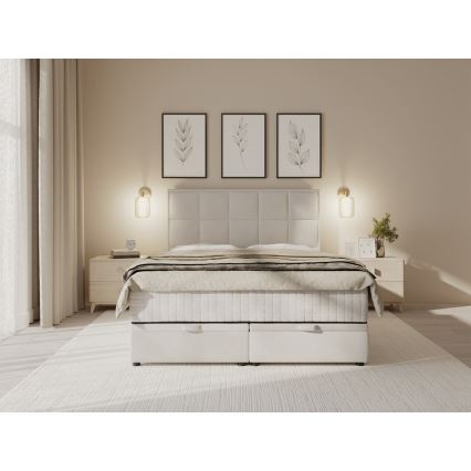 Čalúnená posteľ s matracmi a úložným priestorom GRACE 180x200 cm béžová
