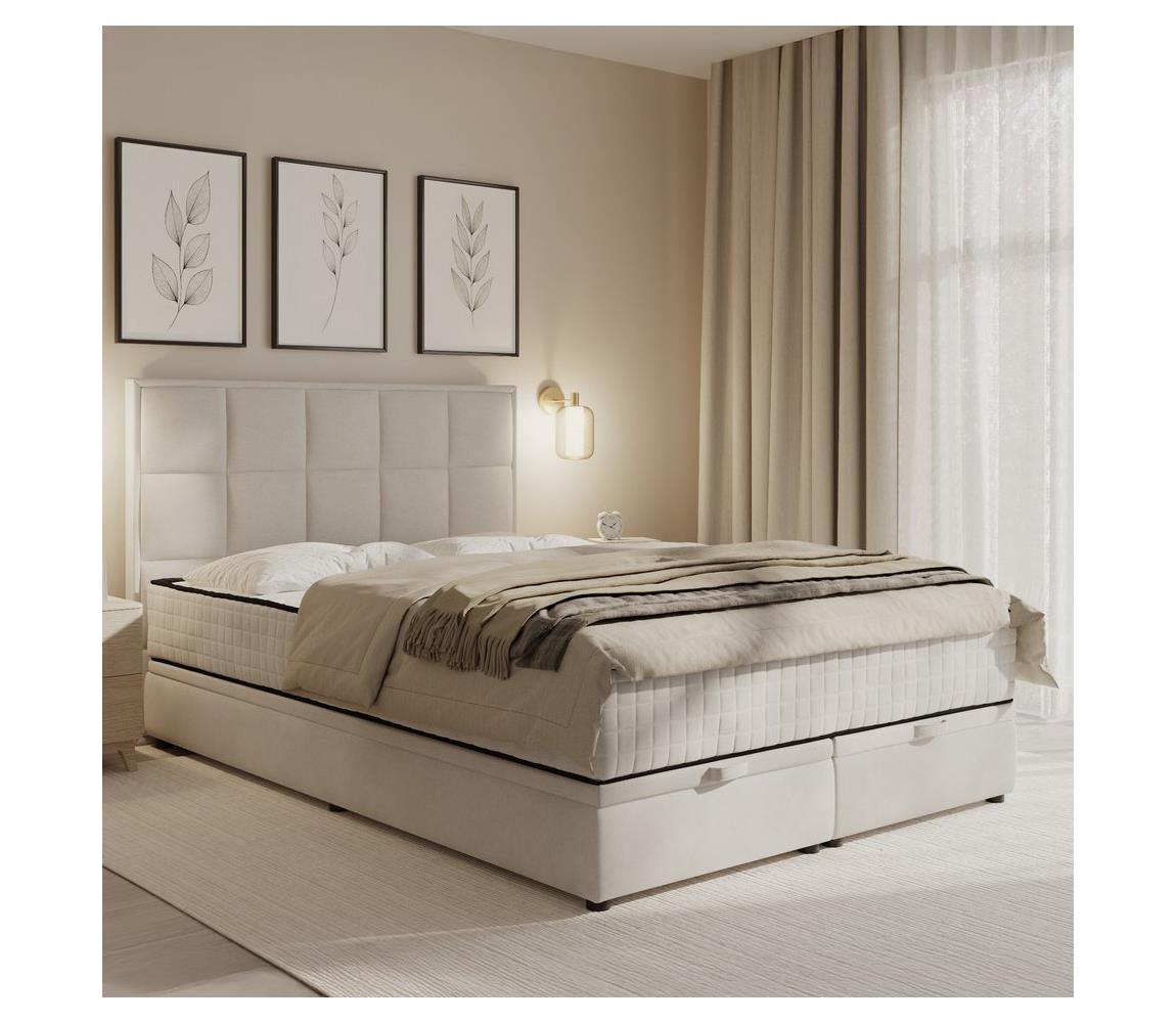 Čalúnená posteľ s matracmi a úložným priestorom GRACE 180x200 cm sivá 04KTCLU747P180S1WI80