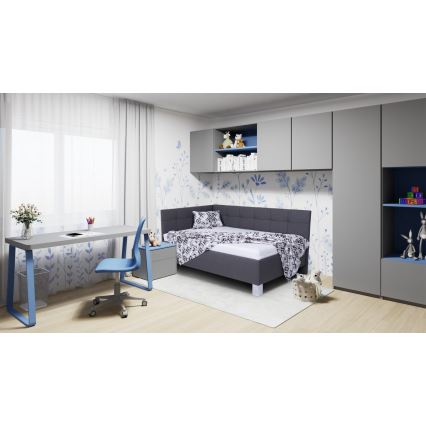 Čalúnená posteľ s matracom a úložným priestorom MARIA PETITE 120x200 cm šedá