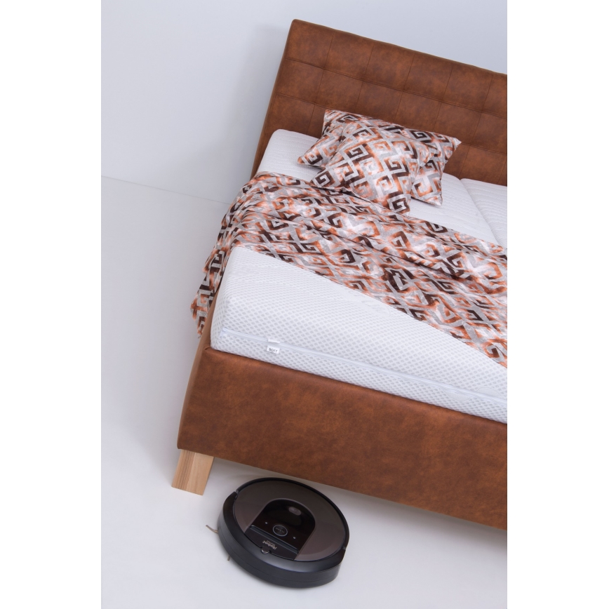 Čalúnená posteľ s matracom a úložným priestorom VIOLET 160x200 cm koniakovo hnedá