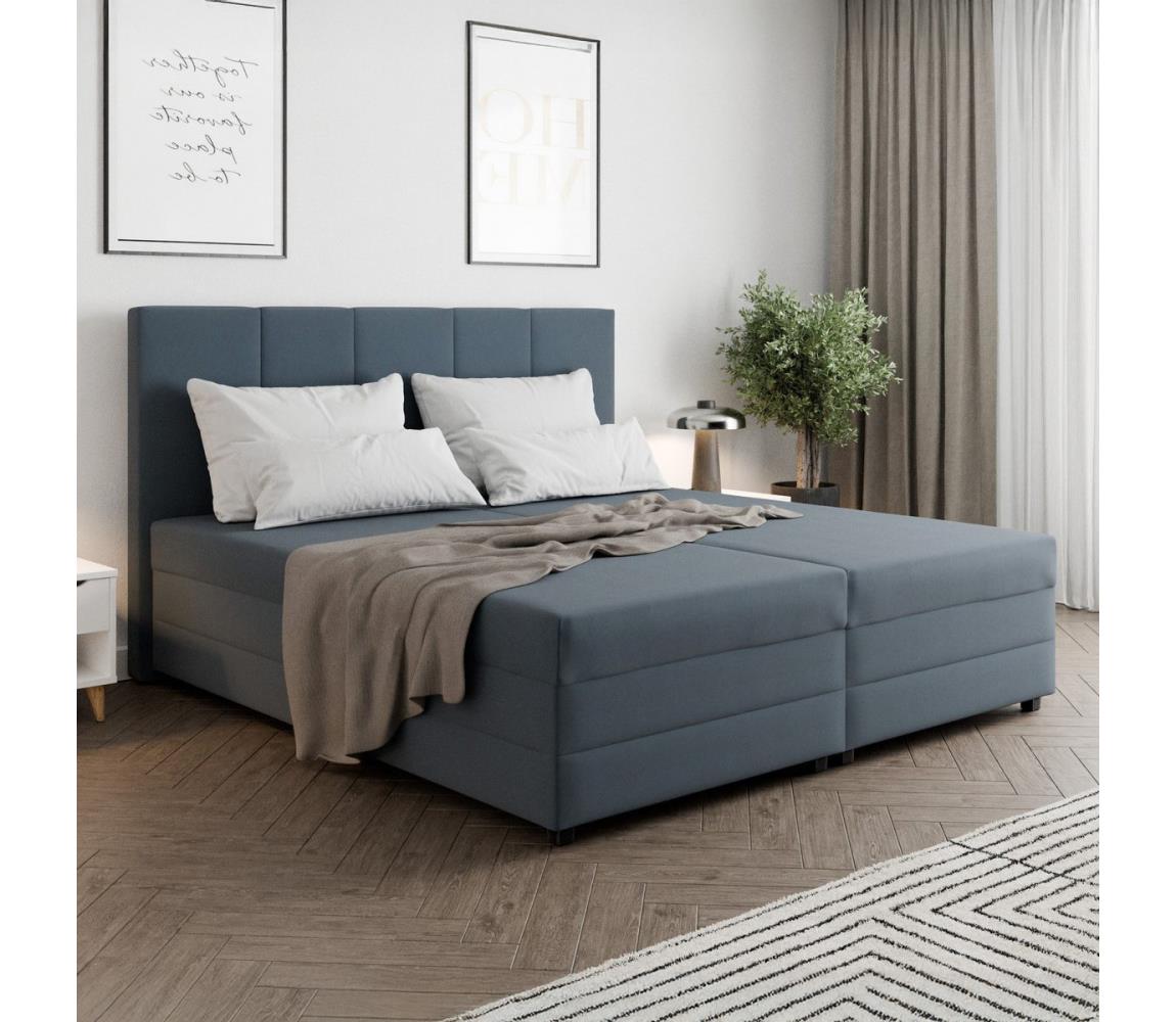 Čalúnená posteľ s pružinovou matracou a úložným priestorom ISABEL 180x200 sivá 8595178699832