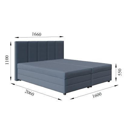 Čalúnená posteľ s pružinovým matracom a úložným priestorom ISABEL 160x200 šedá
