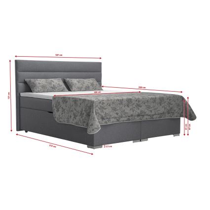 Čalúnená posteľ s úložným priestorom a matracemi s topperem NEW BOLERO 180x200 cm šedá