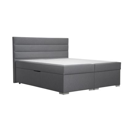 Čalúnená posteľ NEW BOLERO 160x200 cm s úložným priestorom a matracami s topperom, sivá