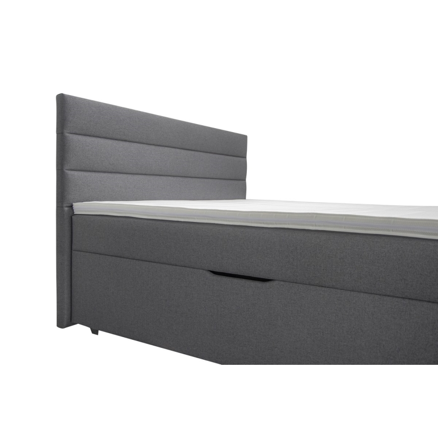 Čalúnená posteľ NEW BOLERO 160x200 cm s úložným priestorom a matracami s topperom, sivá