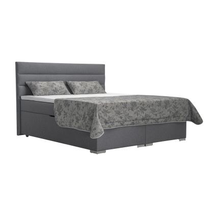 Čalúnená posteľ NEW BOLERO 160x200 cm s úložným priestorom a matracami s topperom, sivá
