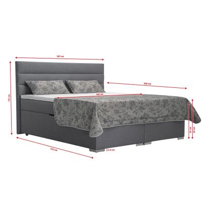 Čalúnená posteľ NEW BOLERO 160x200 cm s úložným priestorom a matracami s topperom, sivá