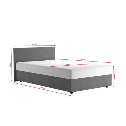 Čalúnená posteľ s úložným priestorom a matracom DARIA 120x200 cm šedá