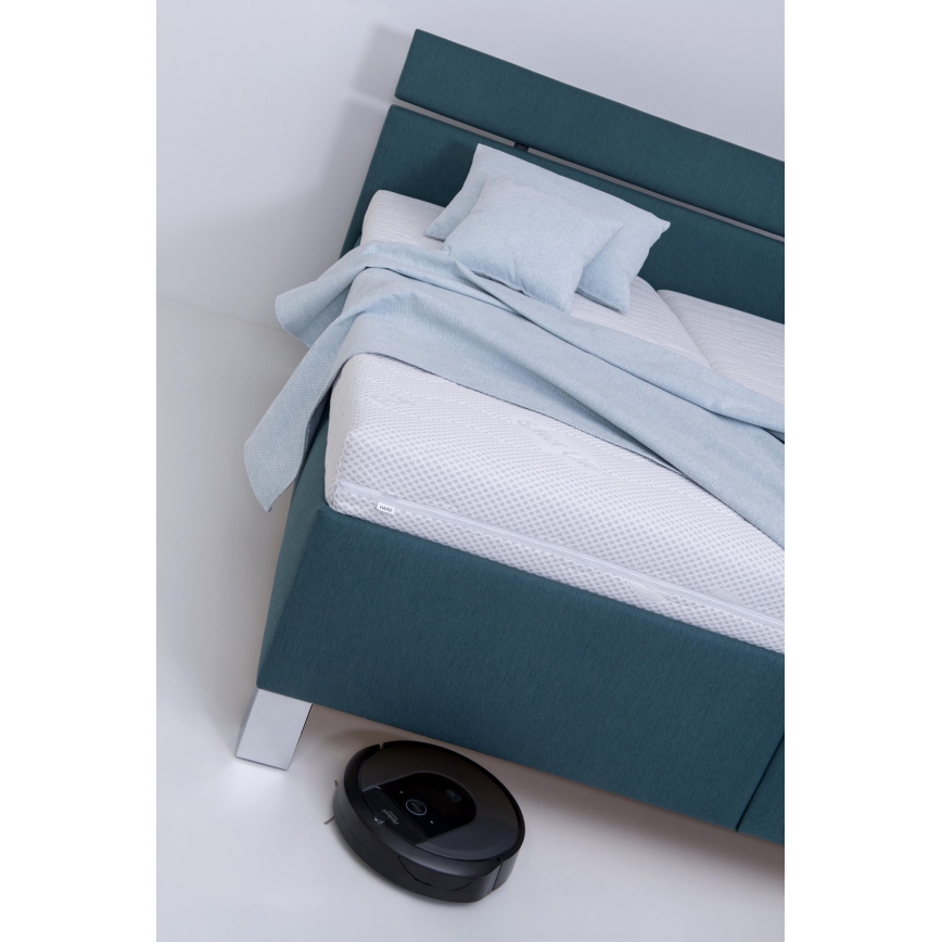 Čalúnená posteľ s úložným priestorom bez matraca ALIS 160x200 cm petrolejová