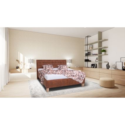 Čalúnená posteľ s úložným priestorom bez matraca VIOLET 180x200 cm konjakovo-hnedá