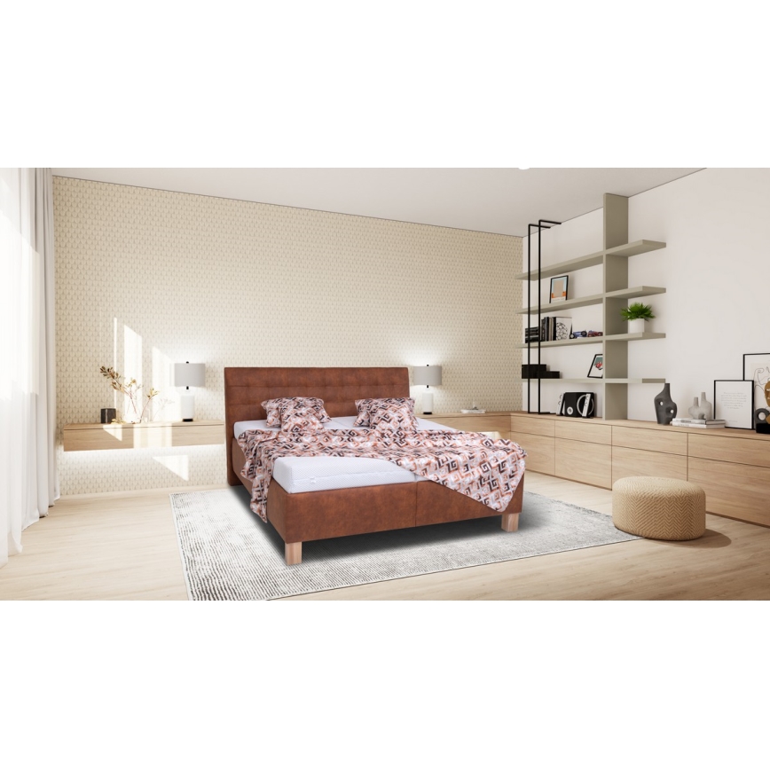 Čalúnená posteľ s úložným priestorom bez matraca VIOLET 180x200 cm konjakovo-hnedá