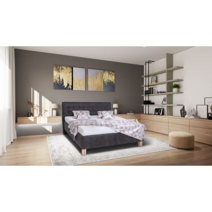 Čalúnená posteľ s úložným priestorom bez matraca VIOLET 180x200 cm tmavošedá