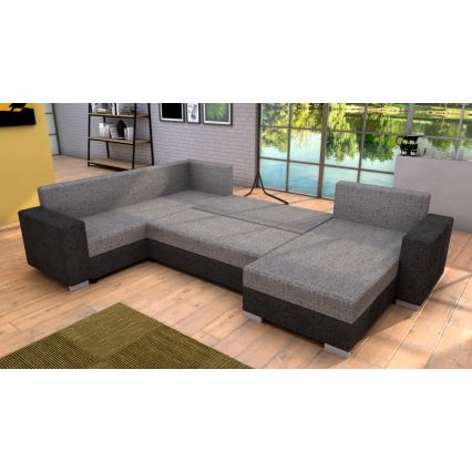 Čalúnená univerzálna rozkladacia sedacia súprava do U YORK sivá/béžová/hnedá