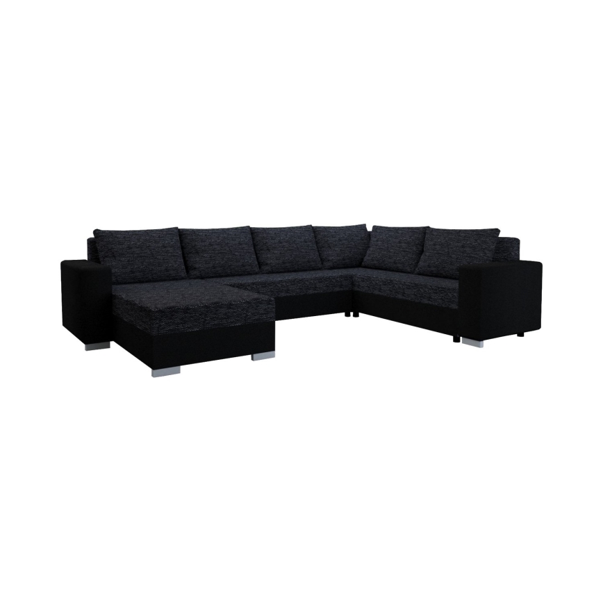 Čalúnená univerzálna rozkladacia sedacia súprava v tvare U YORK čierna/antracit