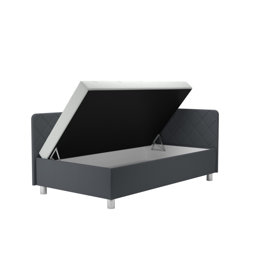 Čalúnená váľanda s úložným priestorom a matracom EMILE 110x200 cm sivá