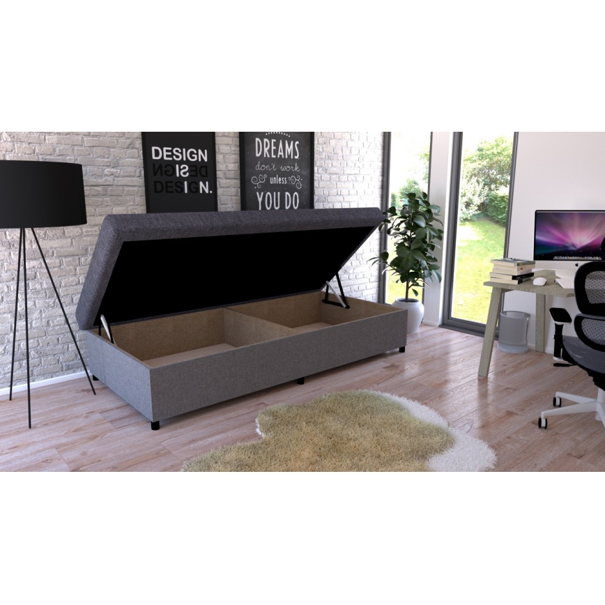Čalúnená rozkladacia posteľ s úložným priestorom CORY 80x200 sivá