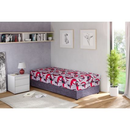 Čalúnená rozkladacia posteľ s úložným priestorom ESTEL 90x200 cm sivá