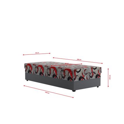 Čalúnená rozkladacia posteľ s úložným priestorom ESTEL 90x200 cm sivá