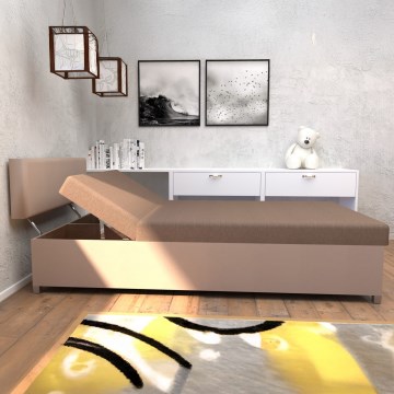 Čalúnená válenda s polohovaním a úložným priestorom DALLAS 108x205 cm hnedá/tmavohnedá