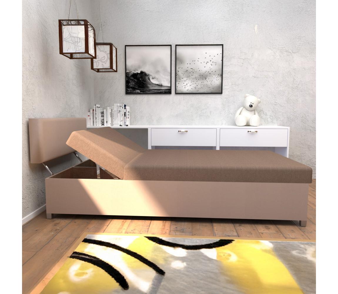 Čalúnená válenda s polohovaním a úložným priestorom DALLAS 108x205 cm hnedá/tmavohnedá 151101250240