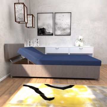 Čalúnená válenda s polohovaním a úložným priestorom DALLAS 108x205 cm šedá/modrá