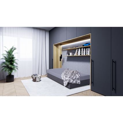 Čalúnená válenda s úložným priestorom JACOB XL nosnosť 130 kg 90x200 cm sivá