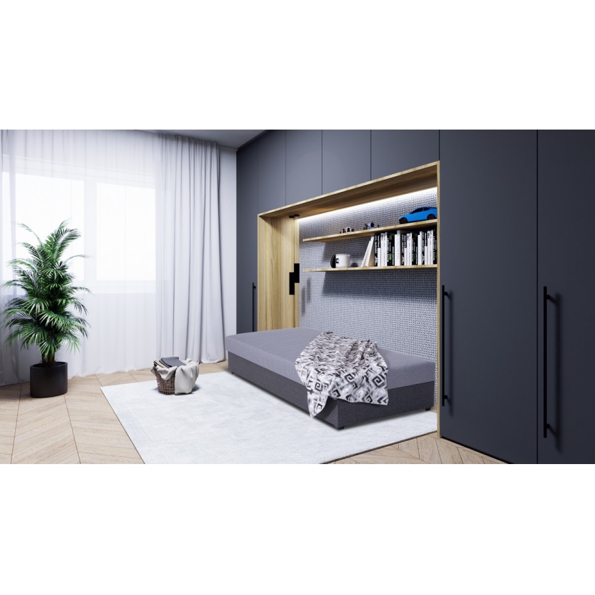 Čalúnená válenda s úložným priestorom JACOB XL nosnosť 130 kg 90x200 cm sivá