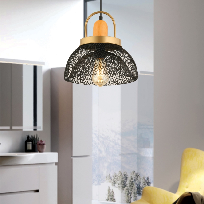 Candelabru MONZA 1xE27/40W/230V priemer 29 cm čierny/zlatý