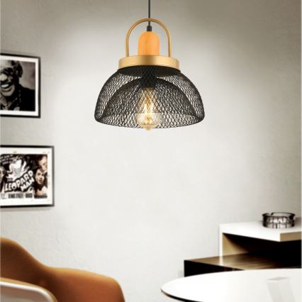 Candelabru MONZA 1xE27/40W/230V priemer 29 cm čierny/zlatý
