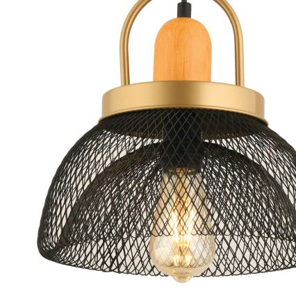 Candelabru MONZA 1xE27/40W/230V priemer 29 cm čierny/zlatý