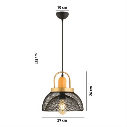 Candelabru MONZA 1xE27/40W/230V priemer 29 cm čierny/zlatý