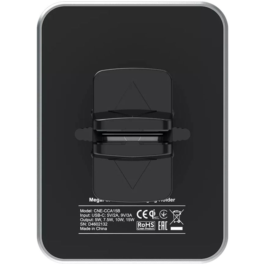 Canyon - Magnetický držiak telefónu do auta s funkciou bezdrôtového dobíjania Qi 5V hranatý čierna