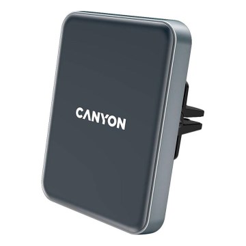 Canyon - Magnetický držiak telefónu do auta s funkciou bezdrôtového dobíjania Qi 5V hranatý čierna