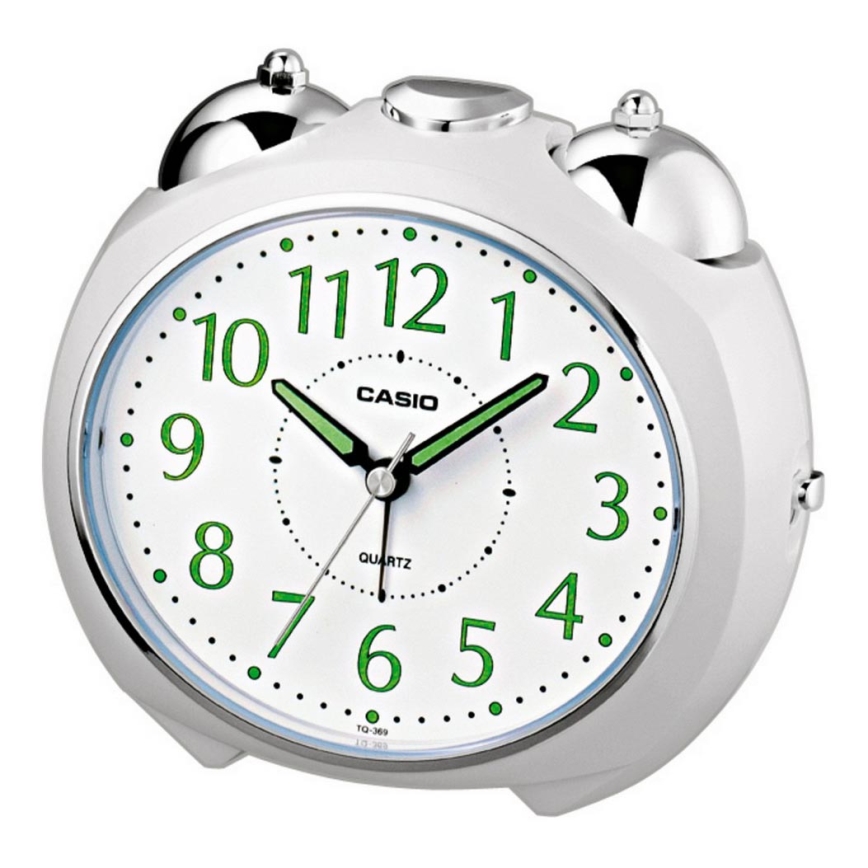 Casio - Budík 1xLR14 biela/lesklý chróm
