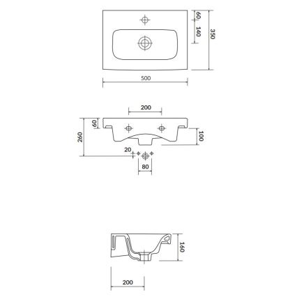 Cersanit K116-008 - Zapustené umývadlo MODUO SLIM 35x50 cm keramika/lesklá biela