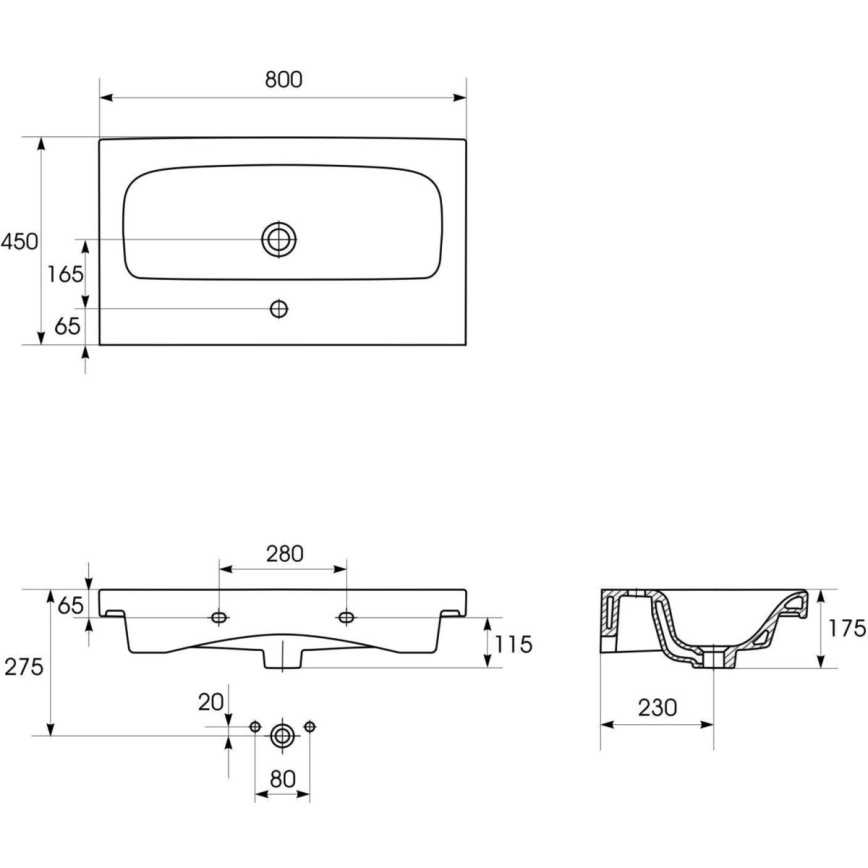 Cersanit K116-013-ECO - Umývadlo na dosku/závesné MODUO 45x80 cm keramika/lesklá biela