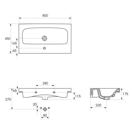 Cersanit K116-013 - Umývadlo na dosku/závesné MODUO 45x80 cm keramika/lesklá biela
