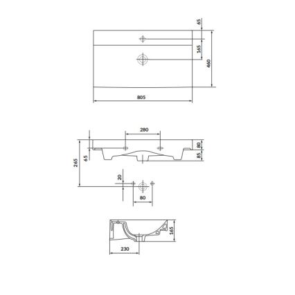 Cersanit K120-010 - Zapustené umývadlo LARGA 46x80,5 cm keramika/lesklá biela