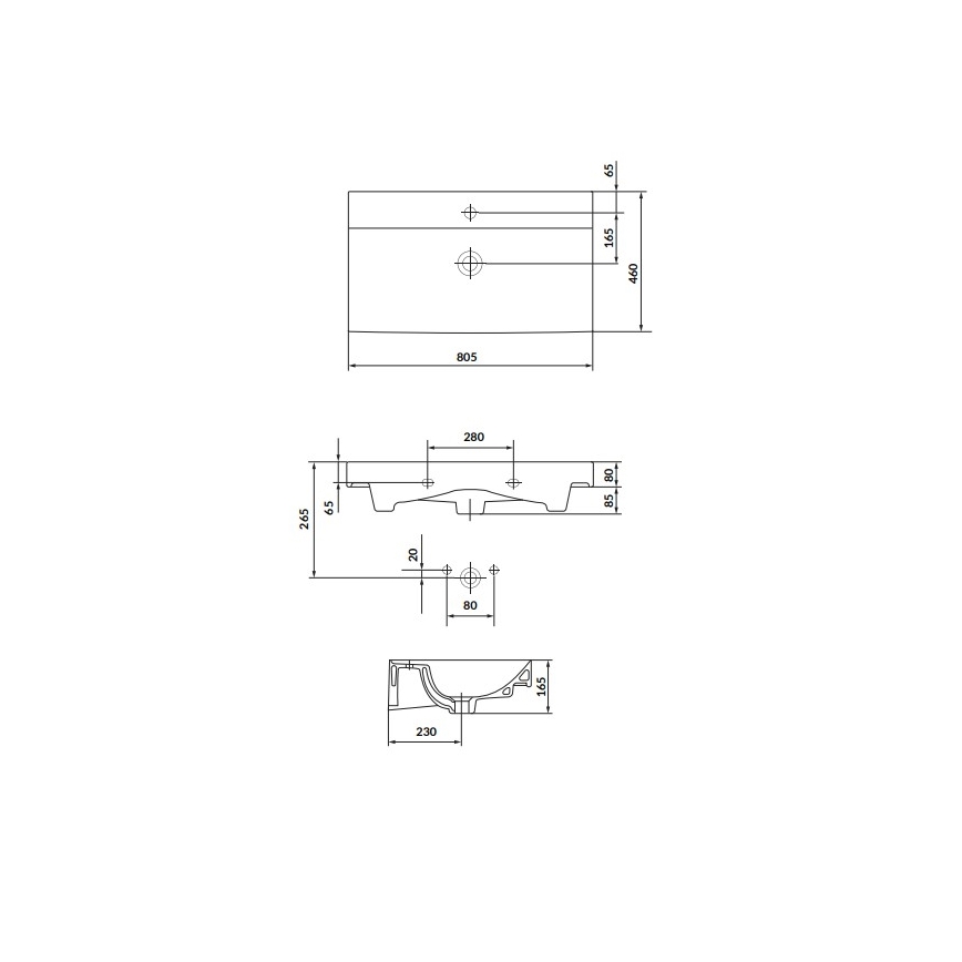 Cersanit K120-010 - Zapustené umývadlo LARGA 46x80,5 cm keramika/lesklá biela