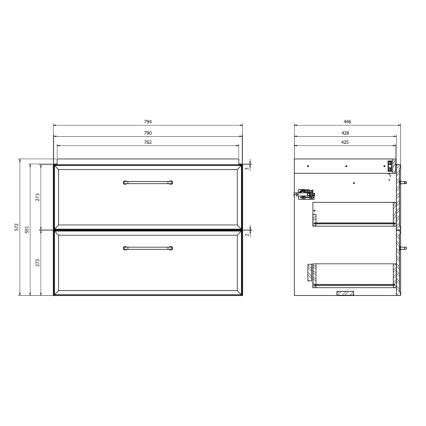 Cersanit S1017-003 - Závesná kúpeľňová skrinka pod umývadlo MILLE 80x45 cm čierna