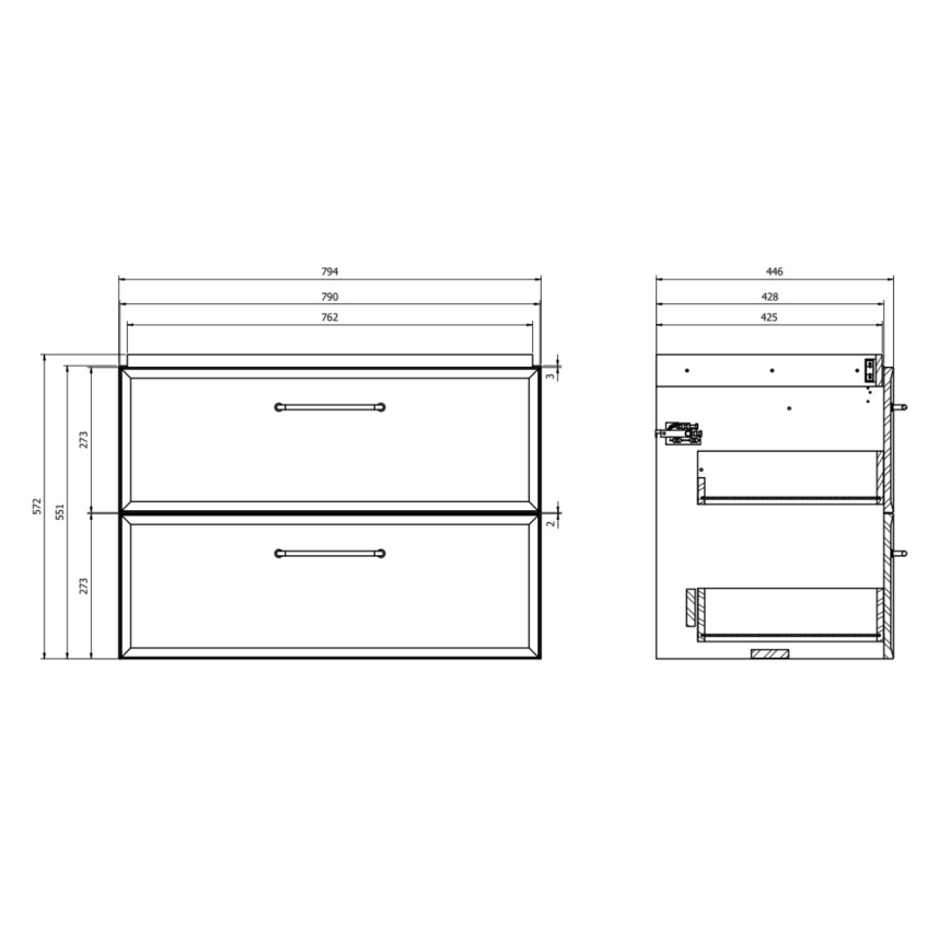 Cersanit S1017-003 - Závesná kúpeľňová skrinka pod umývadlo MILLE 80x45 cm čierna