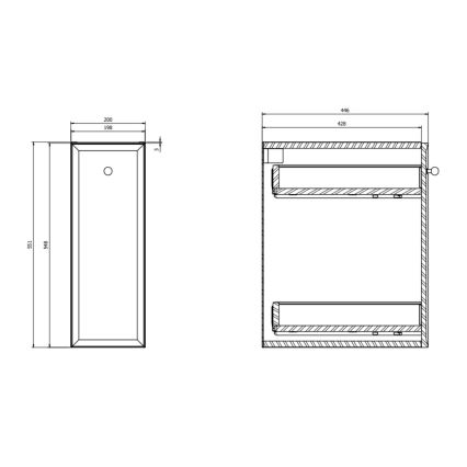 Cersanit S1022-006 - Závesná kúpeľňová skrinka MILLE 20x45 cm matná biela