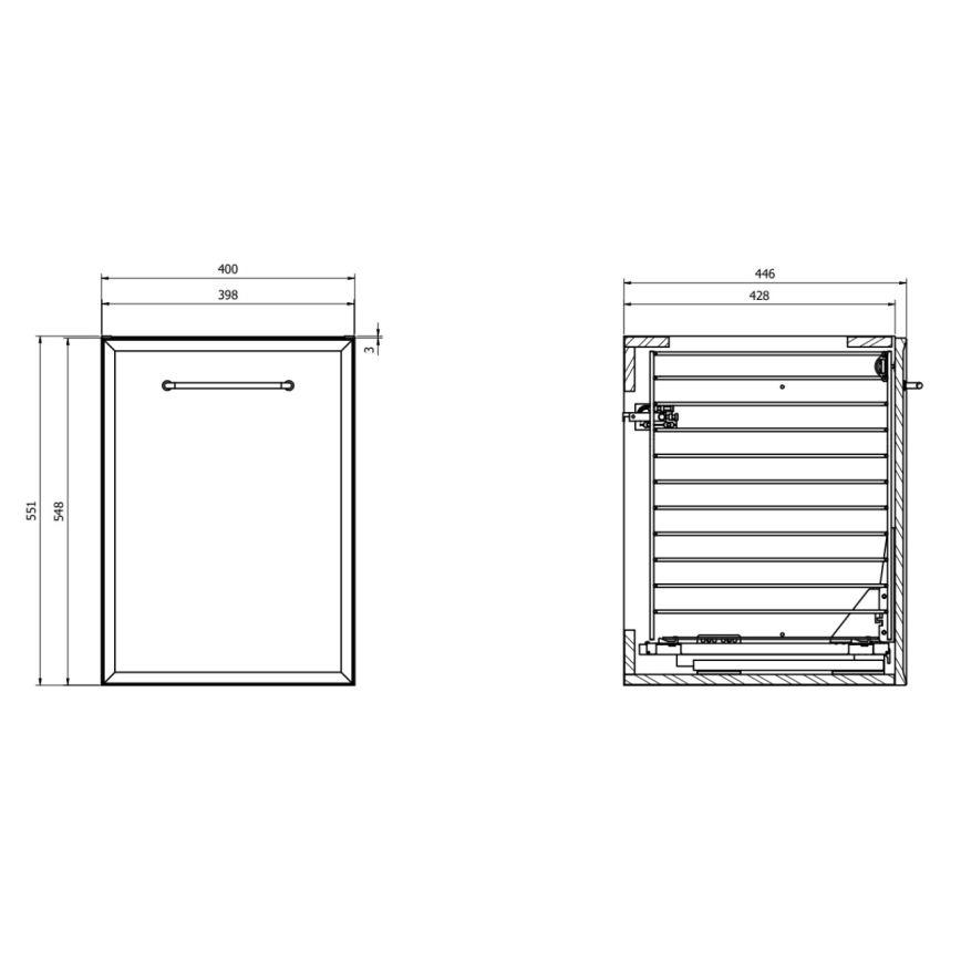 Cersanit S1022-011 - Závesná kúpeľňová skrinka MILLE s košom na bielizeň, 40 × 45 cm, biela