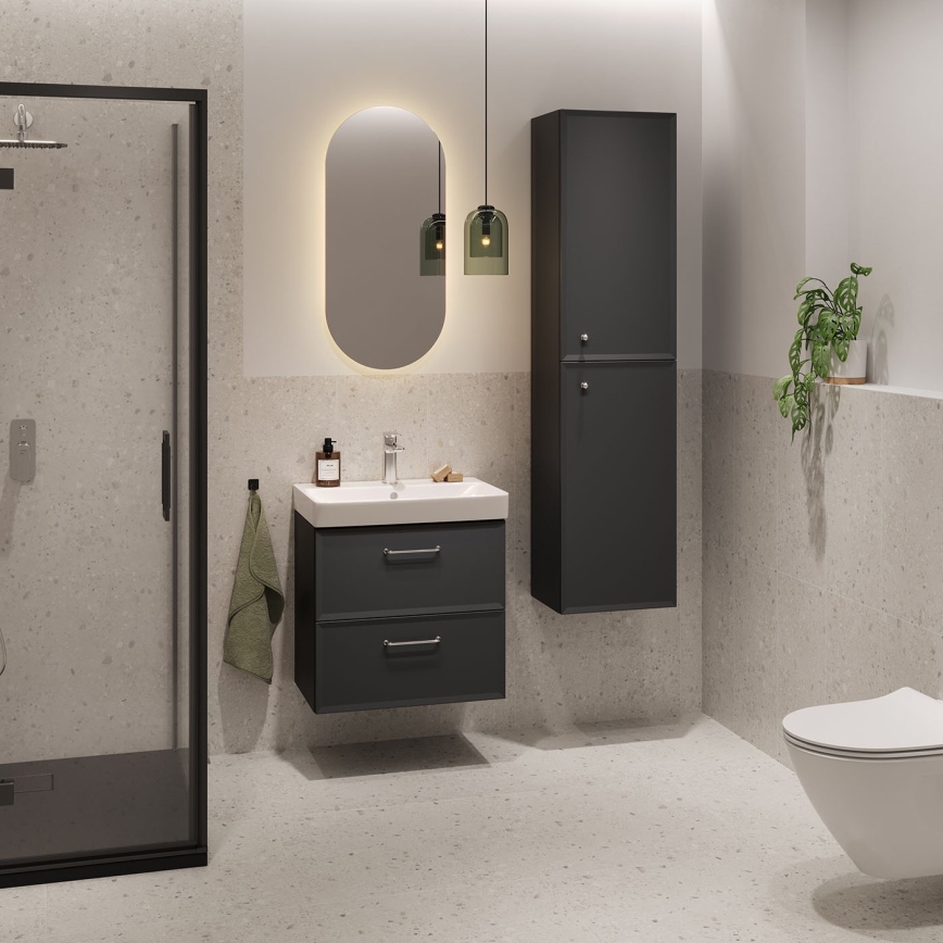 Cersanit S590-100 - Závesná kúpeľňová skrinka pod umývadlo MILLE SLIM 60x38 cm čierna