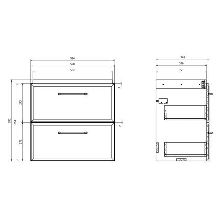 Cersanit S590-100 - Závesná kúpeľňová skrinka pod umývadlo MILLE SLIM 60x38 cm čierna