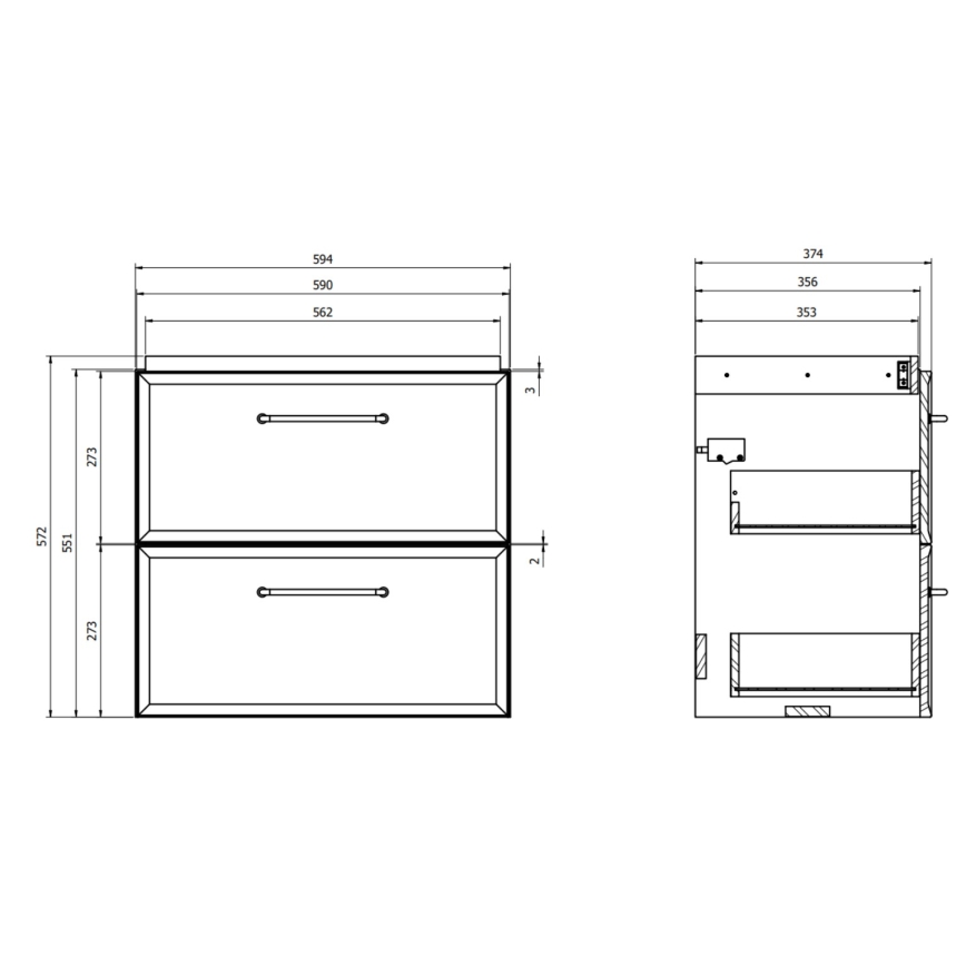 Cersanit S590-100 - Závesná kúpeľňová skrinka pod umývadlo MILLE SLIM 60x38 cm čierna