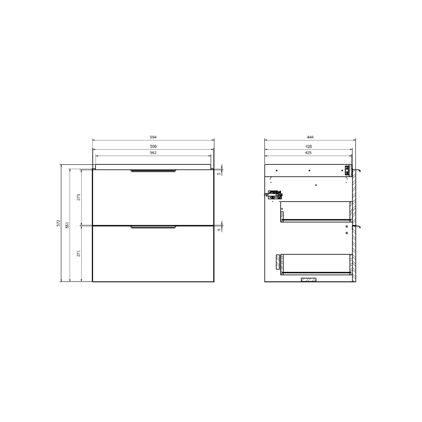Cersanit S598-046-DSM- Závesná kúpeľňová skrinka pod umývadlo MALIKA 60x45 cm biela