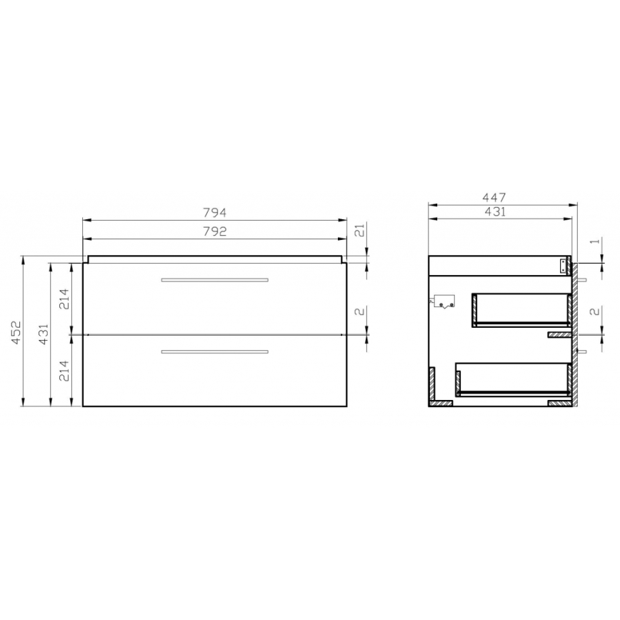 Cersanit S801-149-DSM - Závesná kúpeľňová skrinka s umývadlom LARA 80x45 cm biela